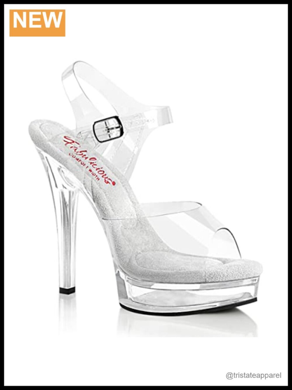 Clear Platform Sandals with Ankle Strap and Stiletto Heel